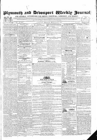 cover page of Plymouth and Devonport Weekly Journal published on September 27, 1832