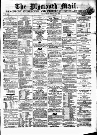 cover page of Plymouth Mail published on March 27, 1861