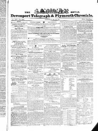 cover page of Royal Devonport Telegraph, and Plymouth Chronicle published on May 26, 1832