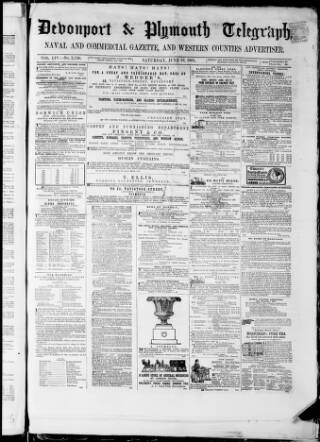 cover page of Royal Devonport Telegraph and Plymouth Chronicle published on June 22, 1861