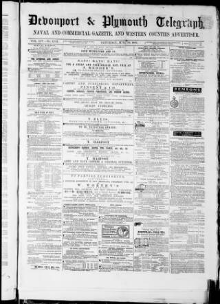 cover page of Royal Devonport Telegraph and Plymouth Chronicle published on June 29, 1861