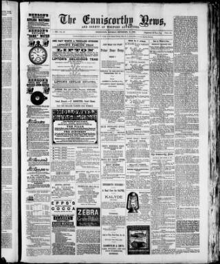 cover page of Enniscorthy News published on September 17, 1892