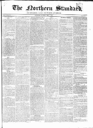 cover page of Northern Standard published on April 1, 1843