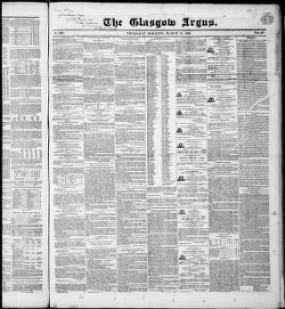 cover page of Glasgow Argus published on March 19, 1846