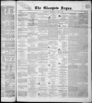 cover page of Glasgow Argus published on June 18, 1846