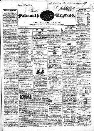 cover page of Falmouth Express and Colonial Journal published on May 4, 1839