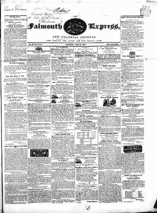 cover page of Falmouth Express and Colonial Journal published on June 29, 1839