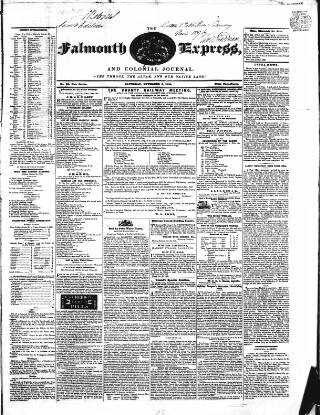 cover page of Falmouth Express and Colonial Journal published on November 2, 1839