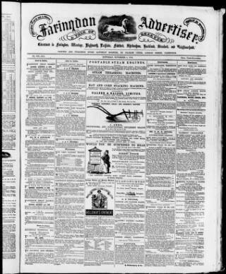 cover page of Faringdon Advertiser and Vale of the White Horse Gazette published on November 2, 1872