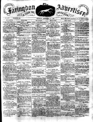 cover page of Faringdon Advertiser and Vale of the White Horse Gazette published on September 17, 1898