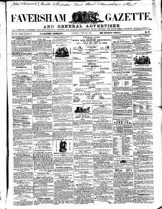 cover page of Faversham Gazette published on June 13, 1857