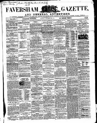 cover page of Faversham Gazette, and Whitstable, Sittingbourne, & Milton Journal published on September 26, 1857
