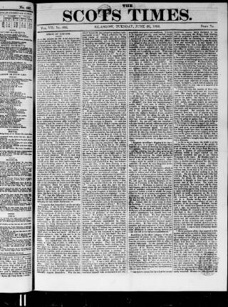 cover page of Scots Times published on June 26, 1832