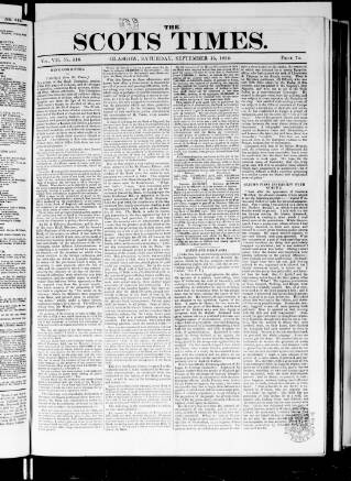cover page of Scots Times published on September 15, 1832