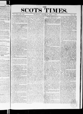 cover page of Scots Times published on May 4, 1833
