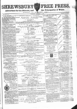 cover page of Shrewsbury Free Press published on December 8, 1866