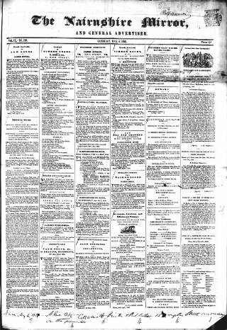 cover page of Nairnshire Mirror published on May 4, 1850