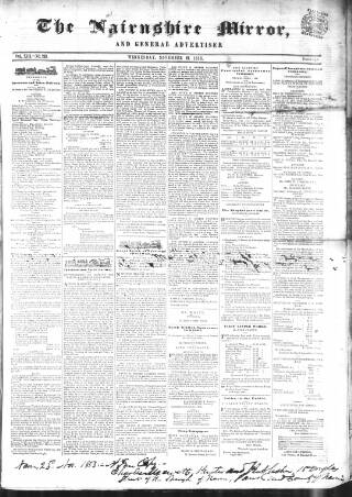 cover page of Nairnshire Mirror published on November 23, 1853