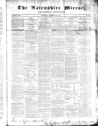 cover page of Nairnshire Mirror published on December 21, 1853