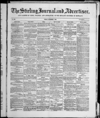 cover page of Stirling Journal and Advertiser published on November 2, 1883