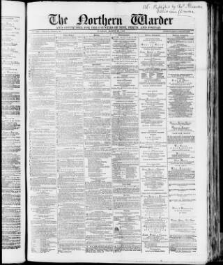 cover page of Northern Warder published on March 19, 1867