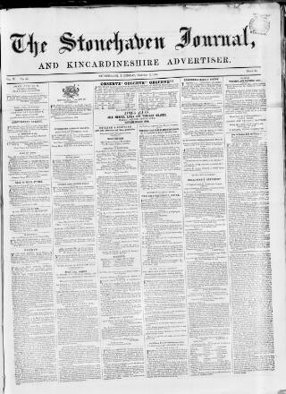 cover page of Stonehaven Journal published on February 2, 1854