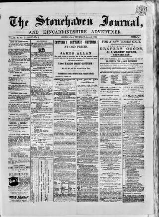 cover page of Stonehaven Journal published on April 1, 1869