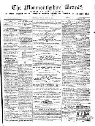 cover page of Monmouthshire Beacon published on March 19, 1870