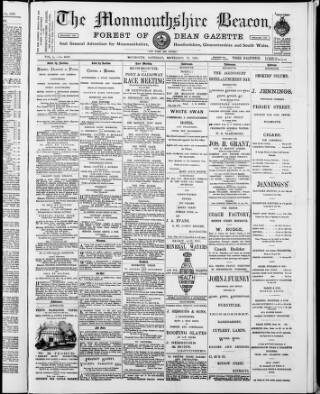 cover page of Monmouthshire Beacon published on September 17, 1887