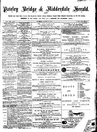 cover page of Pateley Bridge & Nidderdale Herald published on August 2, 1879