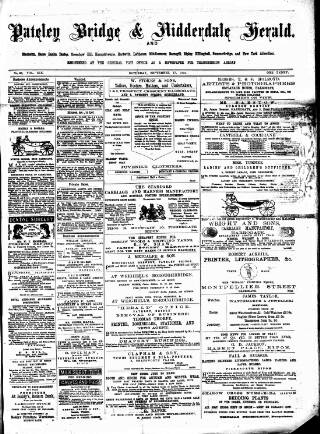cover page of Pateley Bridge & Nidderdale Herald published on September 17, 1881