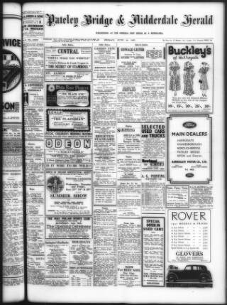 cover page of Pateley Bridge & Nidderdale Herald published on June 18, 1937