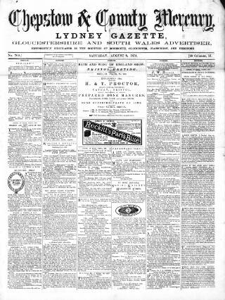 cover page of Chepstow & County Mercury published on August 8, 1874