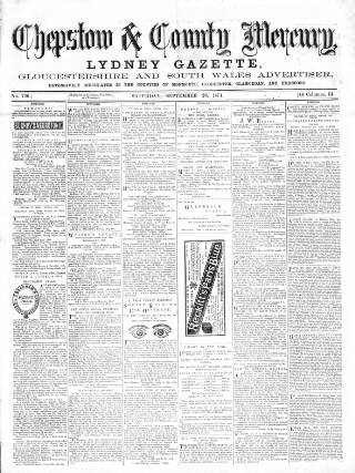 cover page of Chepstow & County Mercury published on September 26, 1874