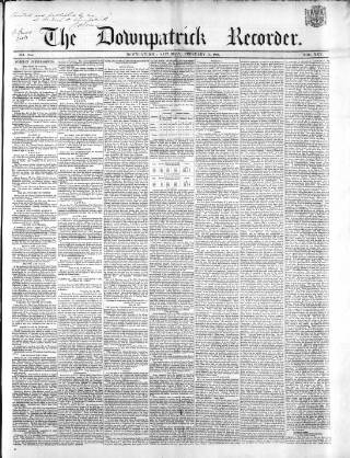 cover page of Downpatrick Recorder published on February 2, 1861