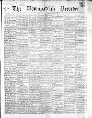 cover page of Downpatrick Recorder published on May 4, 1861