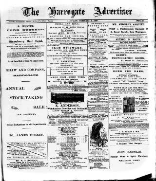 cover page of Harrogate Advertiser and Weekly List of the Visitors published on February 2, 1889