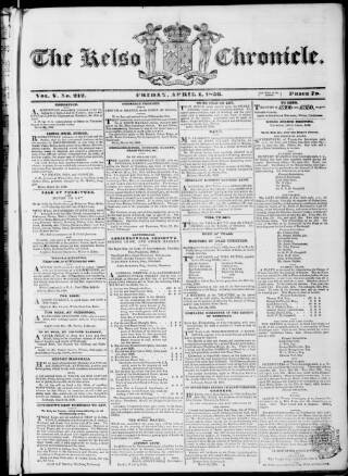 cover page of Kelso Chronicle published on April 1, 1836