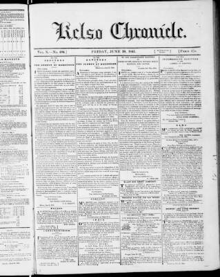 cover page of Kelso Chronicle published on June 18, 1841