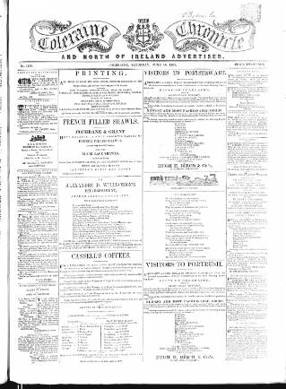 cover page of Coleraine Chronicle published on June 18, 1864
