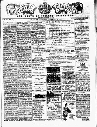 cover page of Coleraine Chronicle published on February 2, 1884