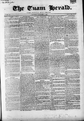 cover page of Tuam Herald published on November 2, 1839