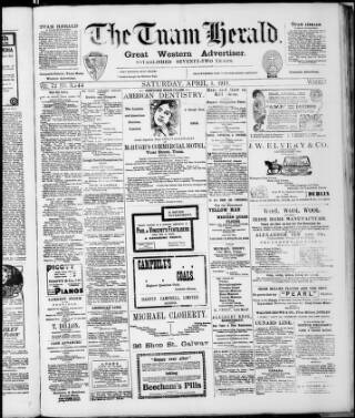 cover page of Tuam Herald published on April 1, 1911