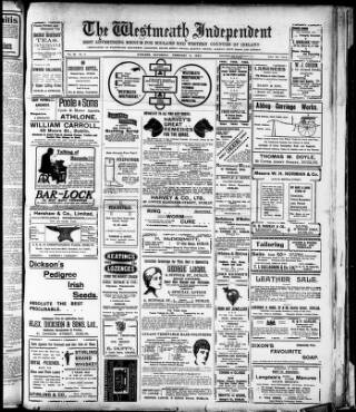 cover page of Westmeath Independent published on February 2, 1907