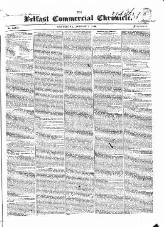 cover page of Belfast Commercial Chronicle published on August 2, 1834