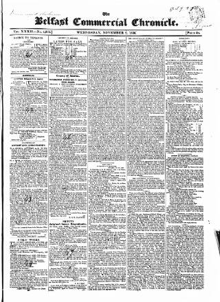 cover page of Belfast Commercial Chronicle published on November 2, 1836