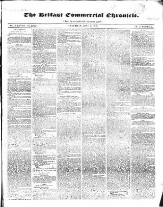 cover page of Belfast Commercial Chronicle published on June 18, 1842