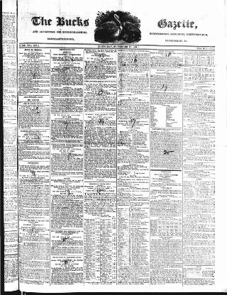 cover page of Bucks Gazette published on September 17, 1831