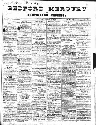 cover page of Bedfordshire Mercury published on March 19, 1842