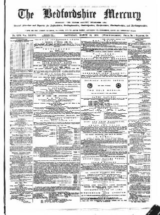 cover page of Bedfordshire Mercury published on March 19, 1870
